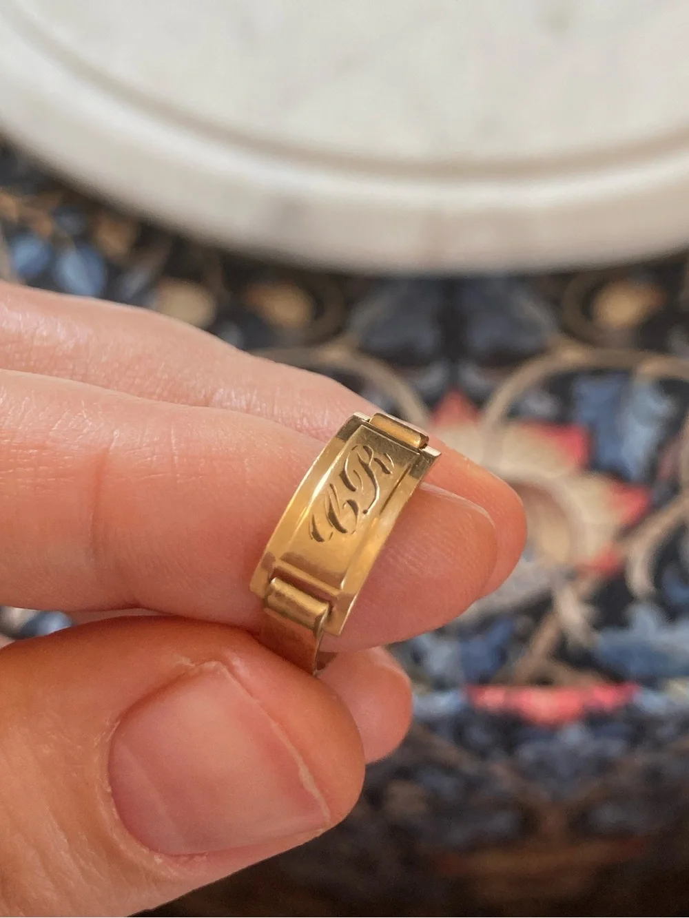 Antique “CR” Monogram Gold-Filled Ring Signed Maker’s Mark